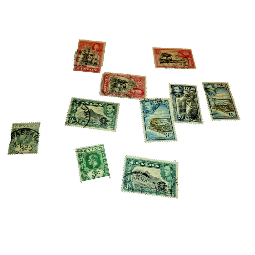 Ceylon 1938-49 King George VI Stamp & Revenue Lot #396